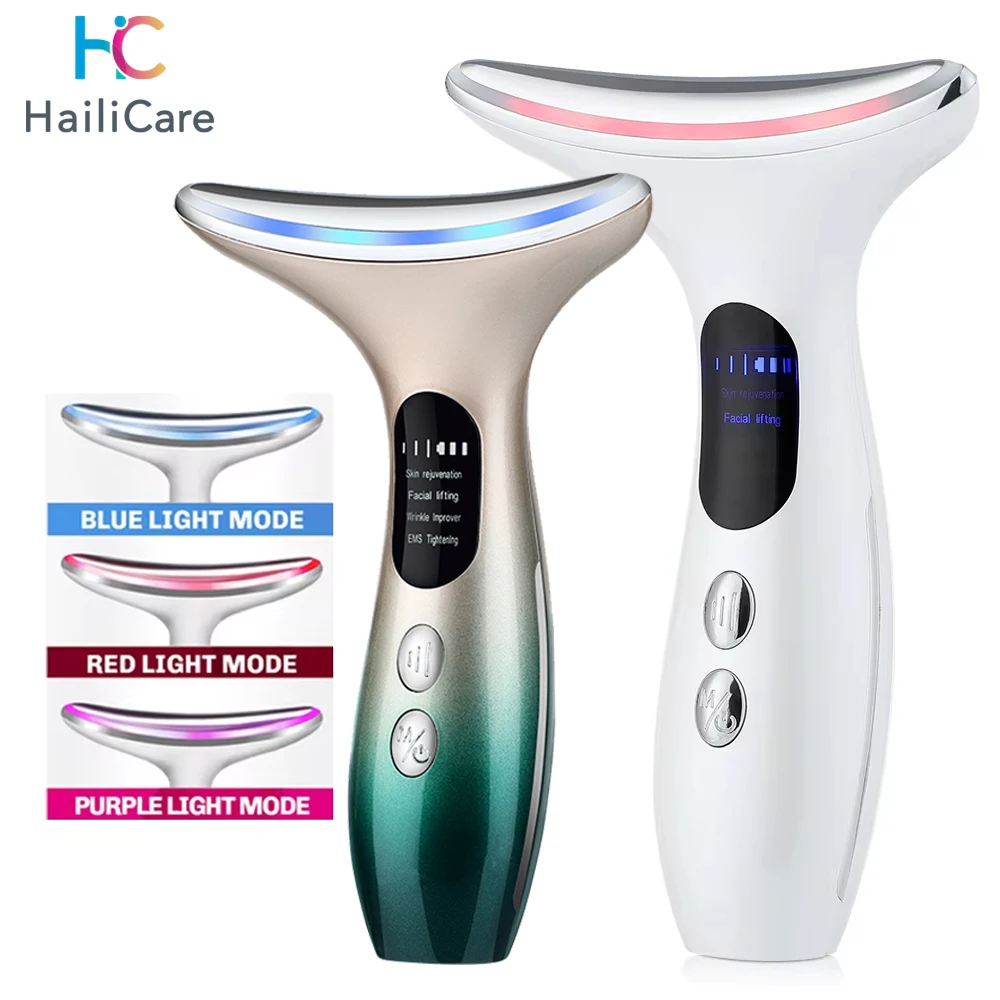 الرقبة المضادة للتجاعيد الوجه رفع جهاز الجمال LED الفوتون العلاج العناية بالبشرة EMS تشديد مدلك تقليل مزدوج الذقن التجاعيد emoval
