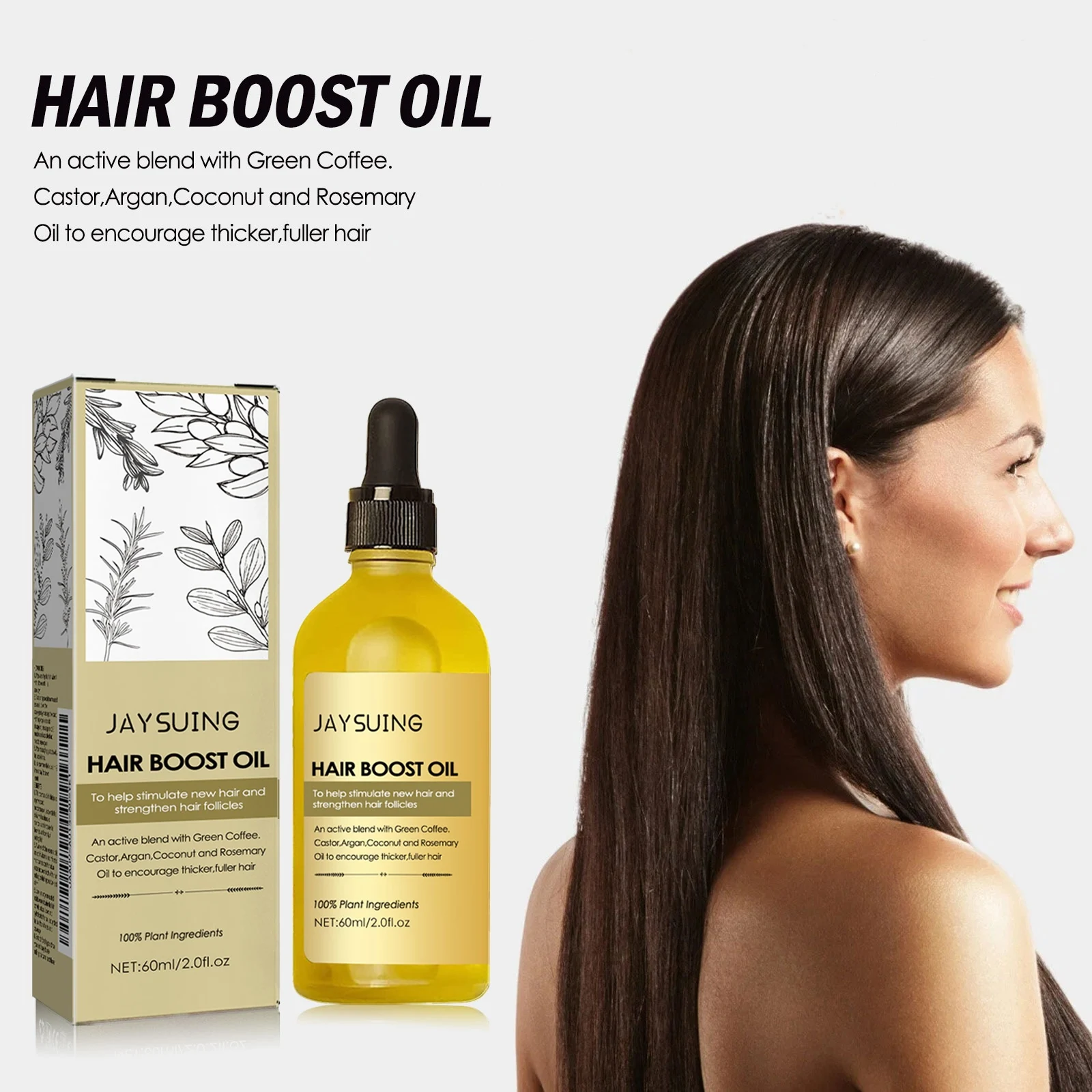 زيت إكليل الجبل لتعزيز الشعر ويقوي الشعر الناعم ويحسن الشعر المجعد ويمنع الصلع ويغذي فروة الرأس وإصلاح مصل الشعر الكثيف