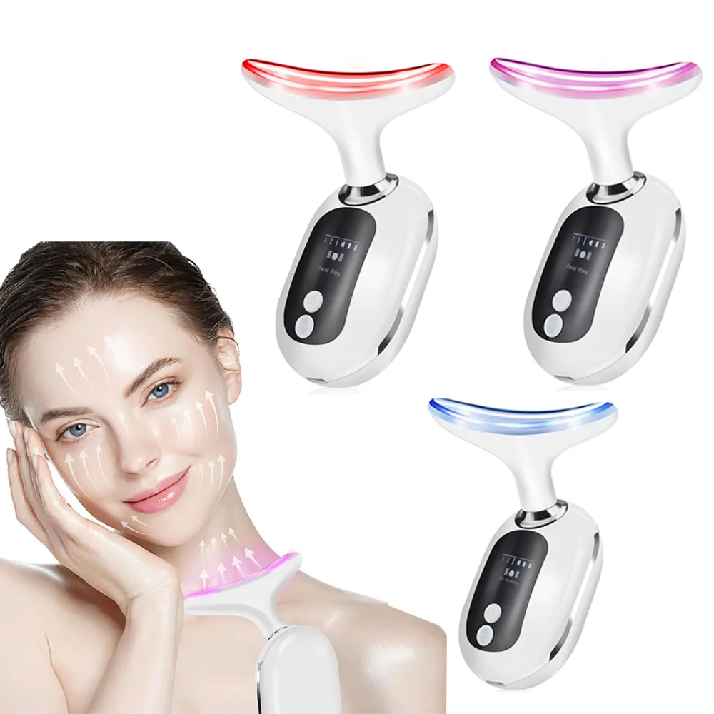 جهاز تجميل الوجه والرقبة بالتيار الدقيق بتقنية EMS ، علاج بالفوتون ليد ، شد الجلد ، تقليل الذقن المزدوج ، مدلك شد الوجه ، مضاد للتجاعيد