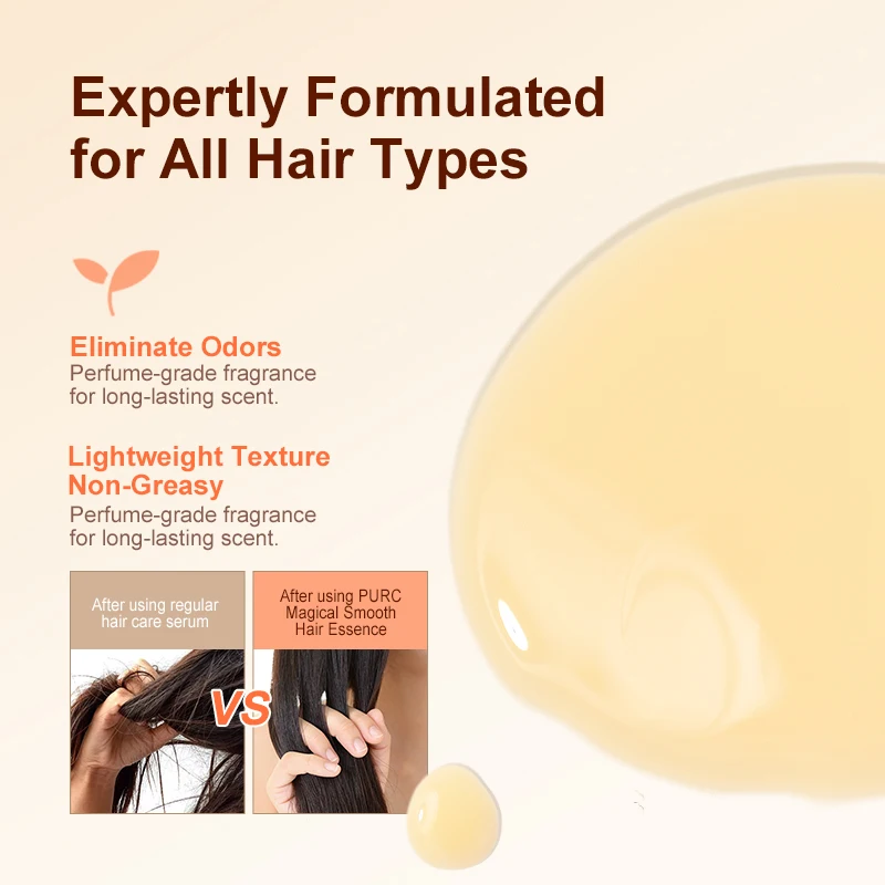 مصل الشعر السحري الفوري من PURC، إصلاح مغذي، زيت الشعر التالف، مضاد للتجعد، نعومة العناية بالشعر - الصورة 4